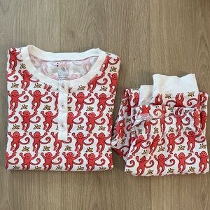 Roller Rabbit Red and White Monkey Print Kids Pajama Set